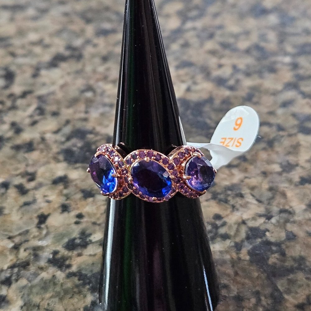 Bomb Party RBP5290 "Destiny Awaits" Blue Purple Bi Color Tourmaline RG Sz 6